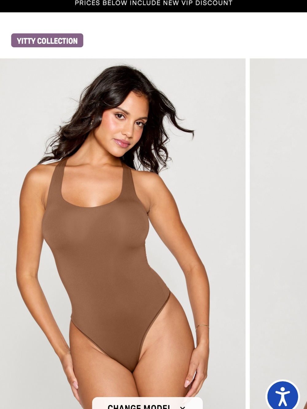 Fabletics Yitty Stretchy Fit Racerback Thong Bodysuit Tank Top Brown Size XS New